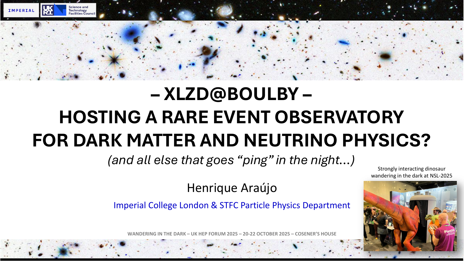 First slide of XLZD at Boulby