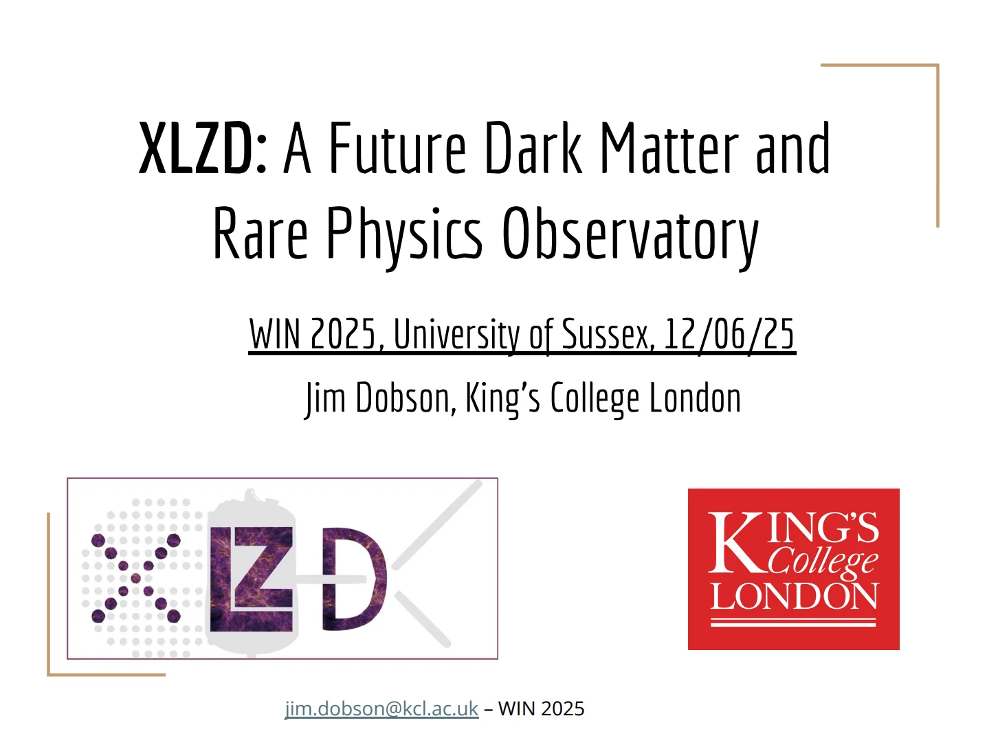 First slide of XLZD: A Future Dark Matter and Rare Physics Observatory