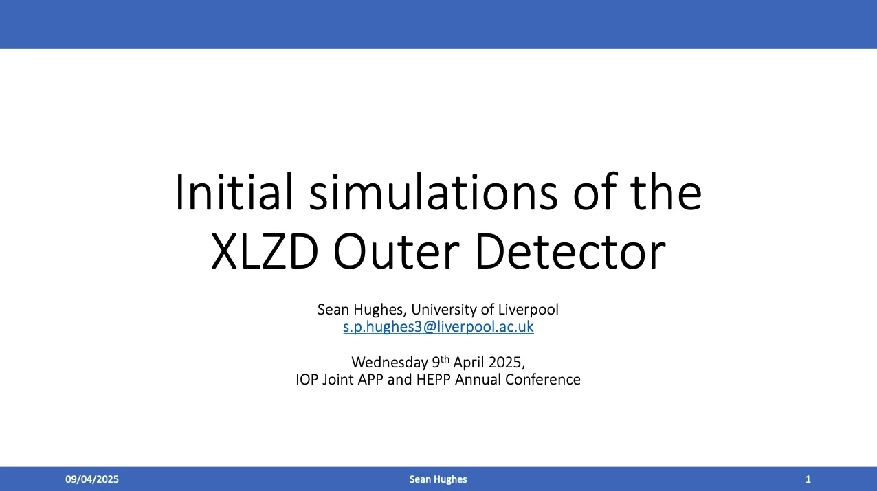 First slide of Simulations of the Outer Detector for the XLZD Experiment