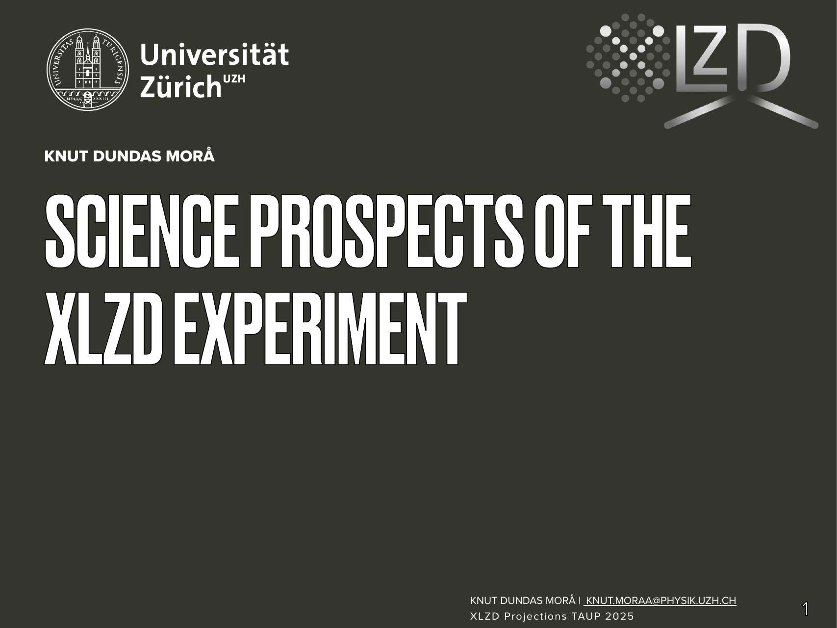 First slide of Science prospects of the XLZD experiment